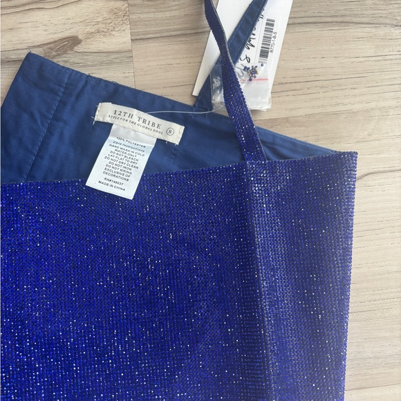 Colbalt Blue Rhinestone Crop Top - Picture 4 of 8